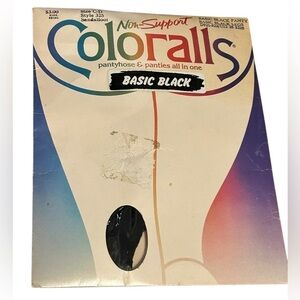 Vintage 80s never opened-Coloralls Basic Black Pantyhose Non Support Size C-D
